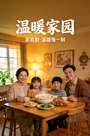 家庭剧《温暖家园》温馨家庭场景海报